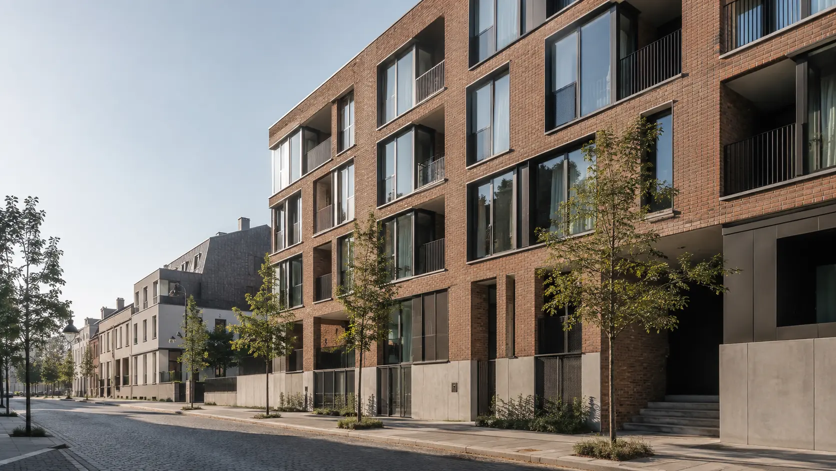 Appartementsgebouw met aluminium ramen voor een professioneel project